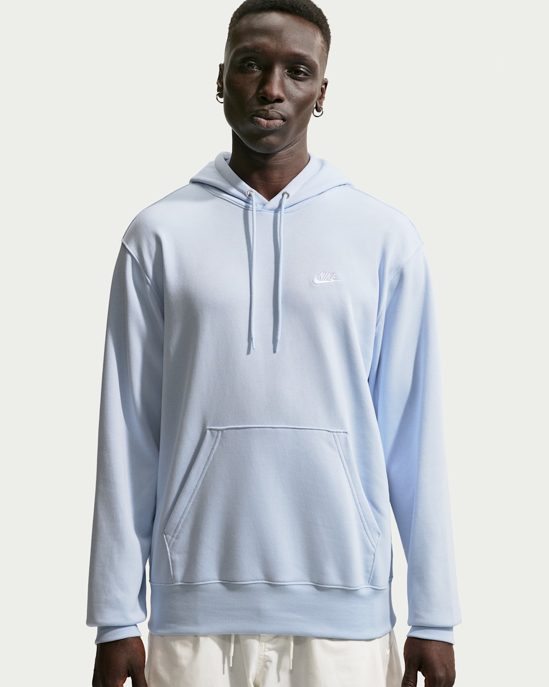Nike Club Men's French Terry Pullover Hoodie - Hydrogen Blue/Hydrogen Blue/White