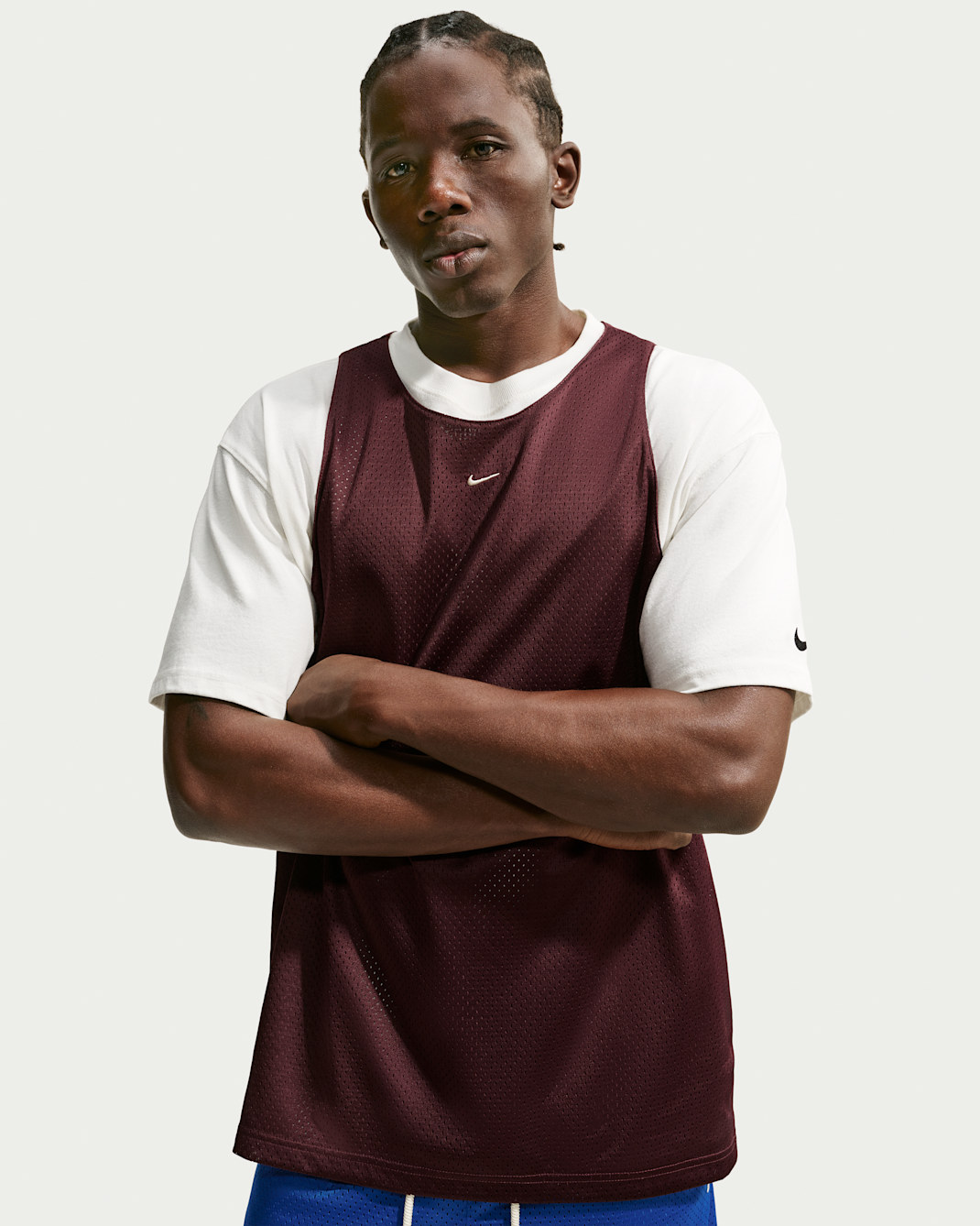 Maglia da basket da allenamento in mesh Nike Standard Issue – Uomo - Burgundy Crush/Pale Ivory