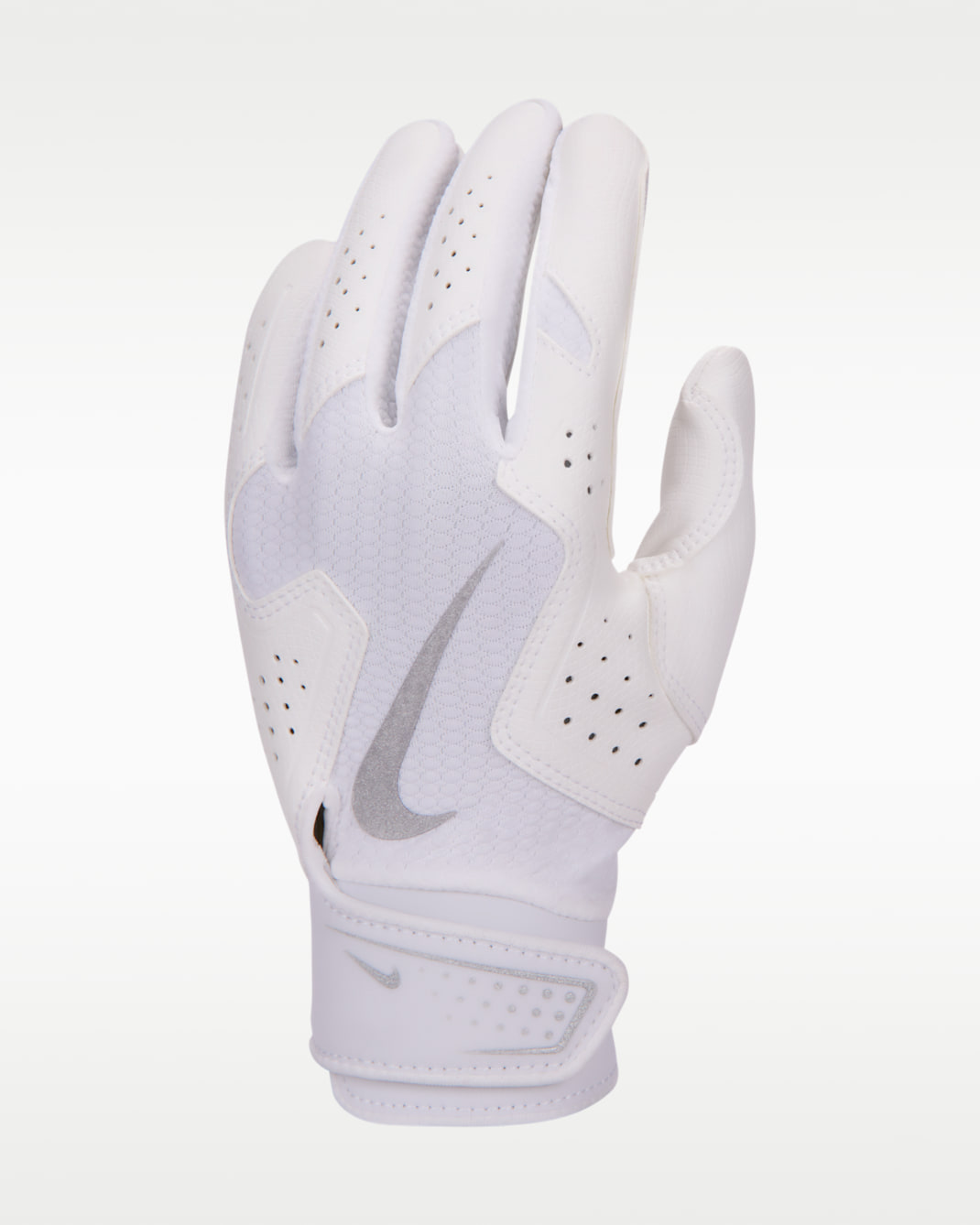 Nike Alpha 2.0 Kids' Baseball Batting Glove - White/White/Metallic Silver