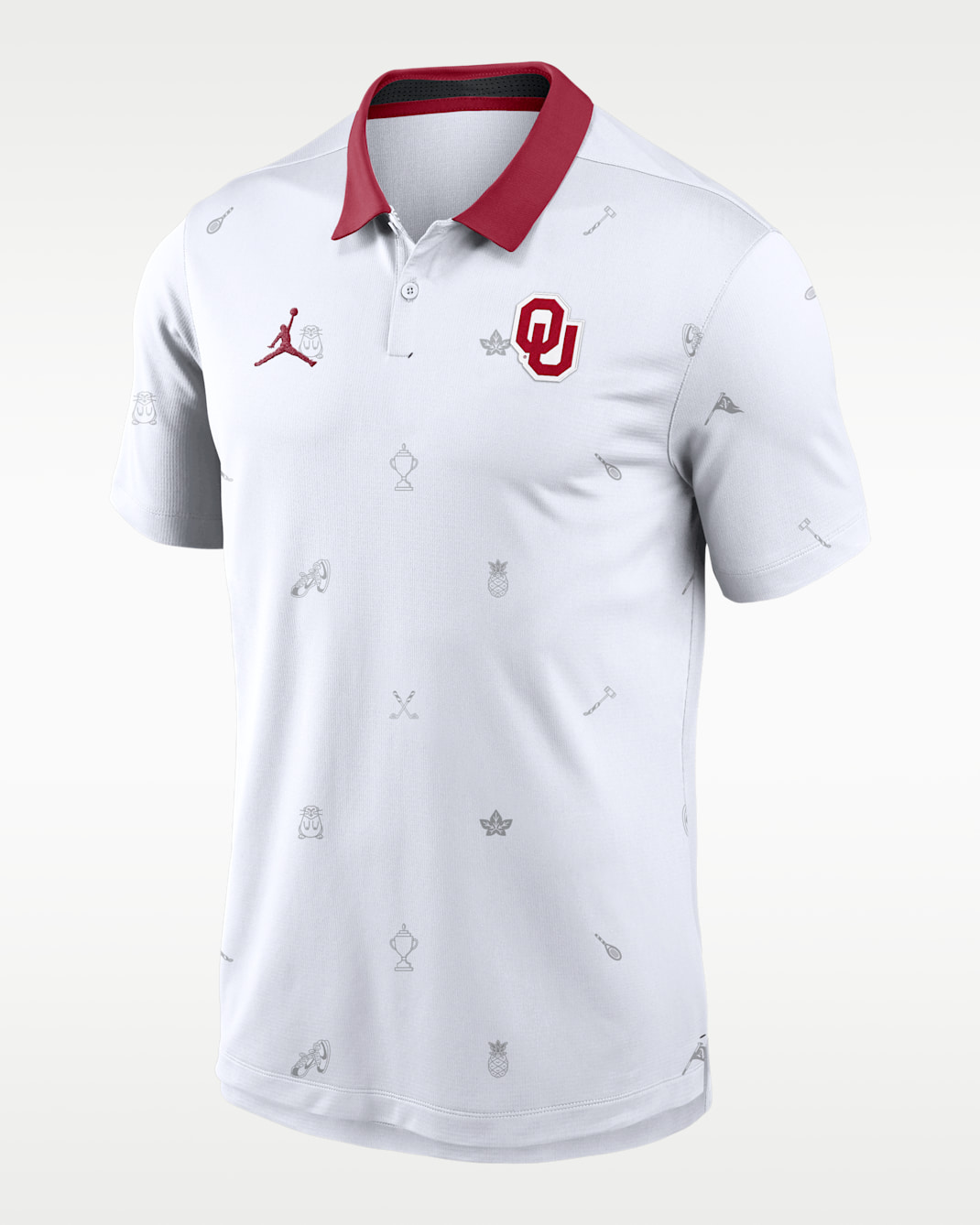 Polo universitario Dri-FIT Jordan para hombre Oklahoma Vapor Pattern - Blanco/Carmesí/Carmesí