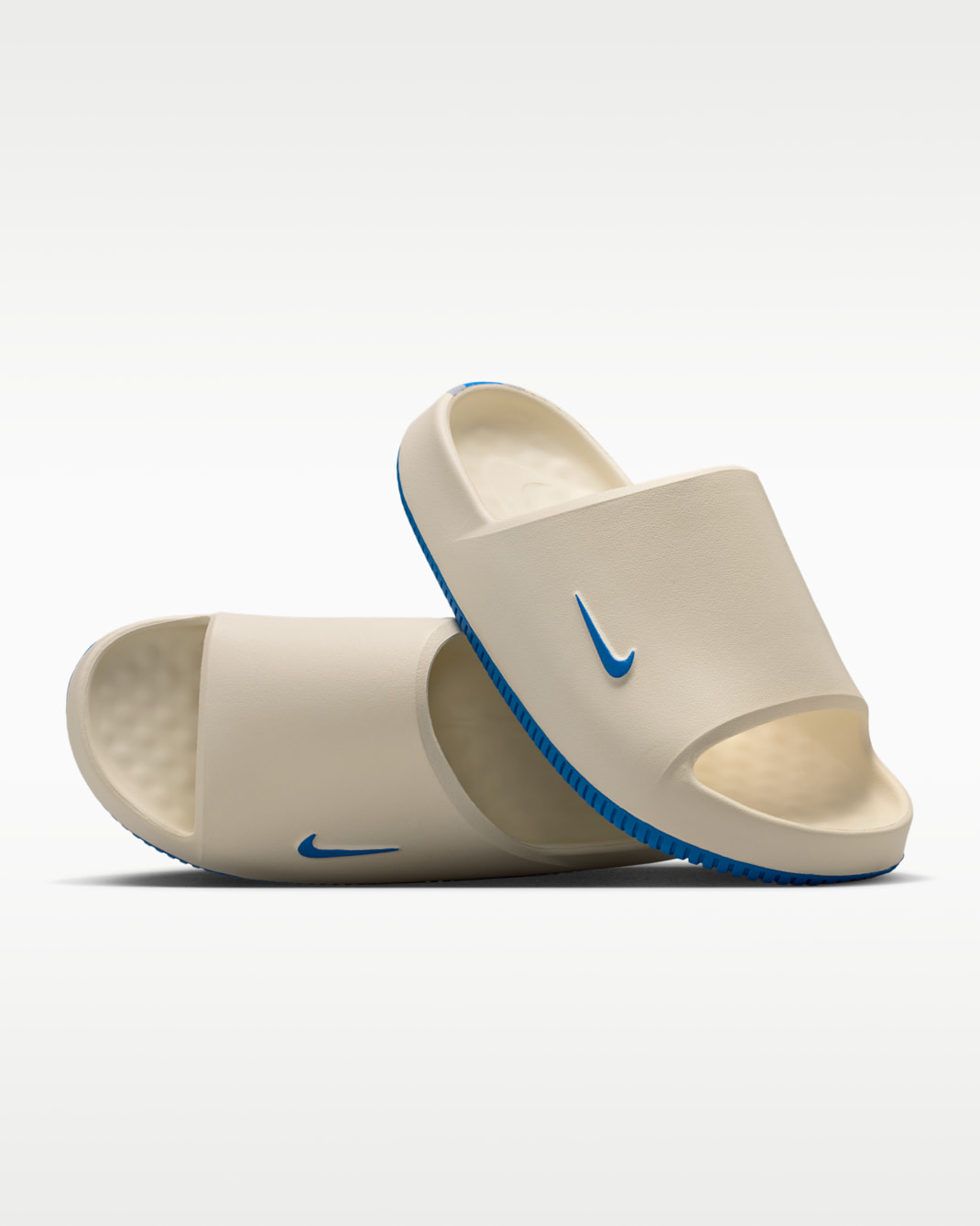 Nike Calm (Detroit Lions) Men's NFL Slides - Sail/Wolf Grey/Blue Spark