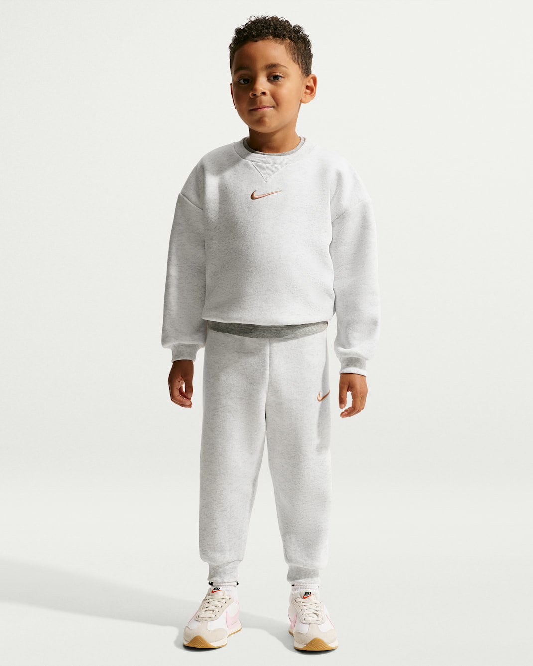Nike Younger Kids' Essential Fleece 2-Piece Crew Set - Birch Heather