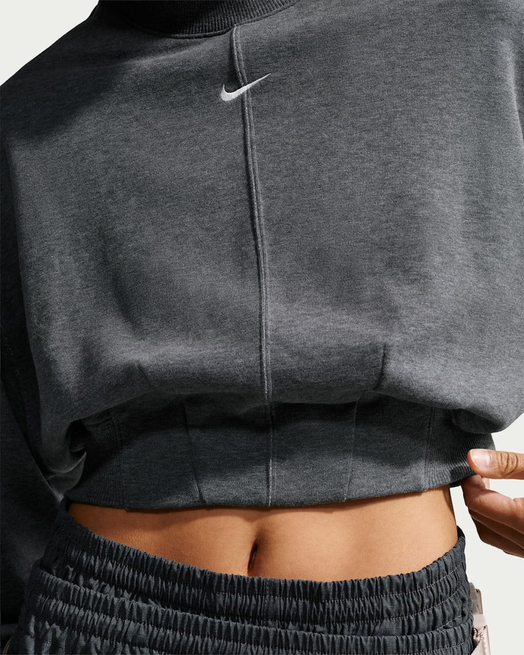 Nike Studio Fleece Lightweight "French Terry" Women's Oversized Cropped Pleated Crew