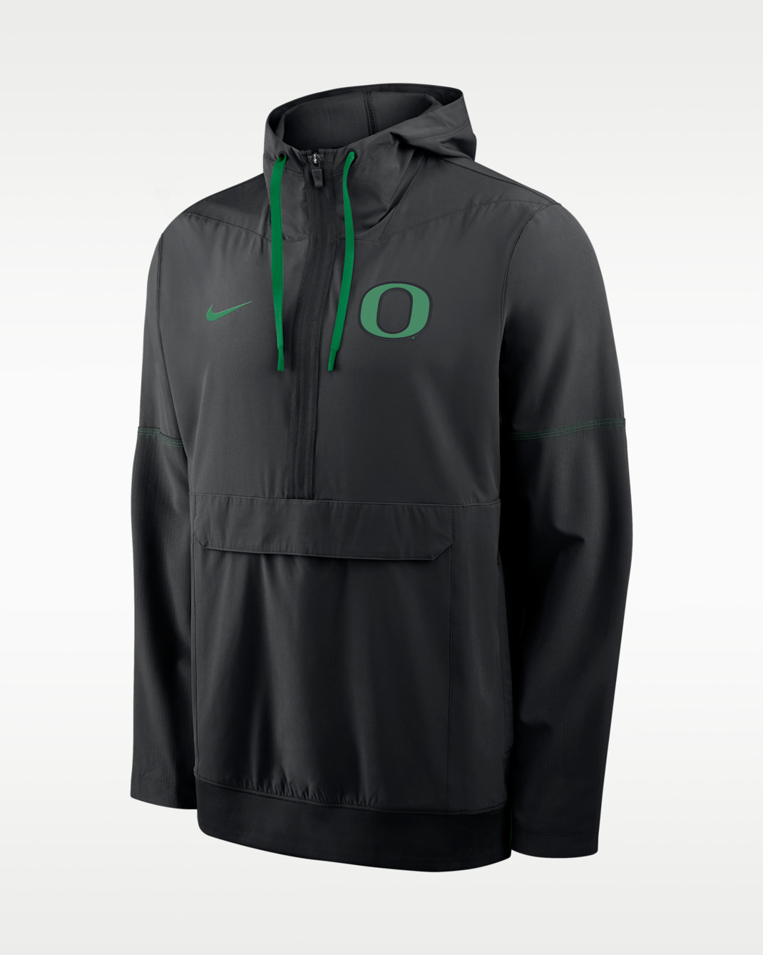 Oregon Sideline Anorak Men's Nike College 1/2-Zip Hooded Jacket - Black/Apple Green
