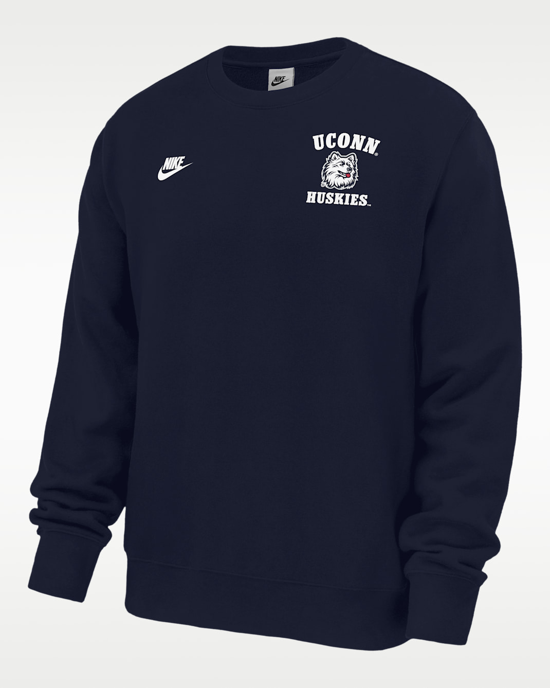 Connecticut Huskies Club Men's Nike Football Fleece Crew-Neck Sweatshirt - College Navy
