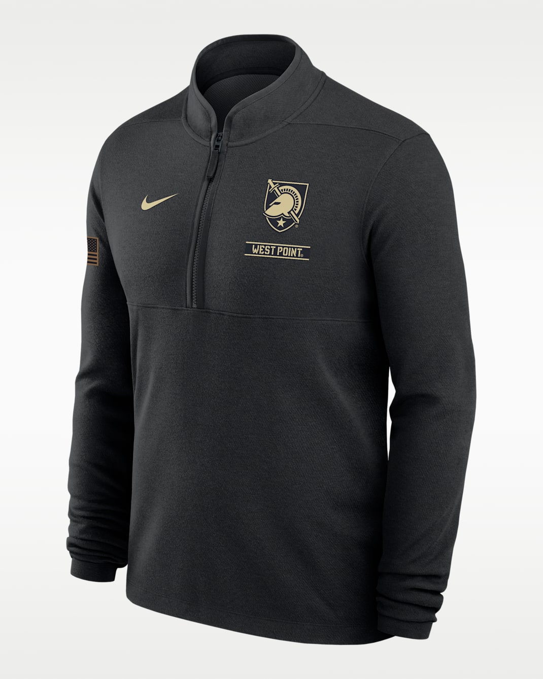 Army 2026 Military Appreciation Stride Men's Nike Dri-FIT College 1/2-Zip Long-Sleeve Top - Black/Team Gold