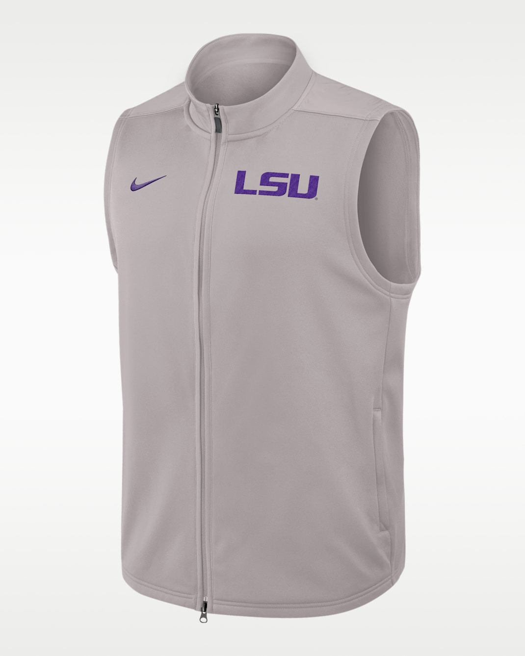 Chaleco universitario Nike Therma-FIT de cierre completo para hombre LSU Victory - Gris