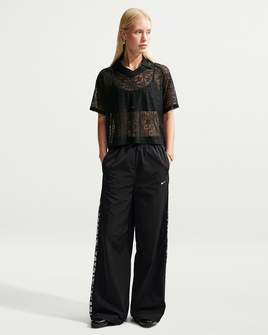 Nike Sportswear Women's Loose Mid-Rise Lace Track Pants - Black/Black/White