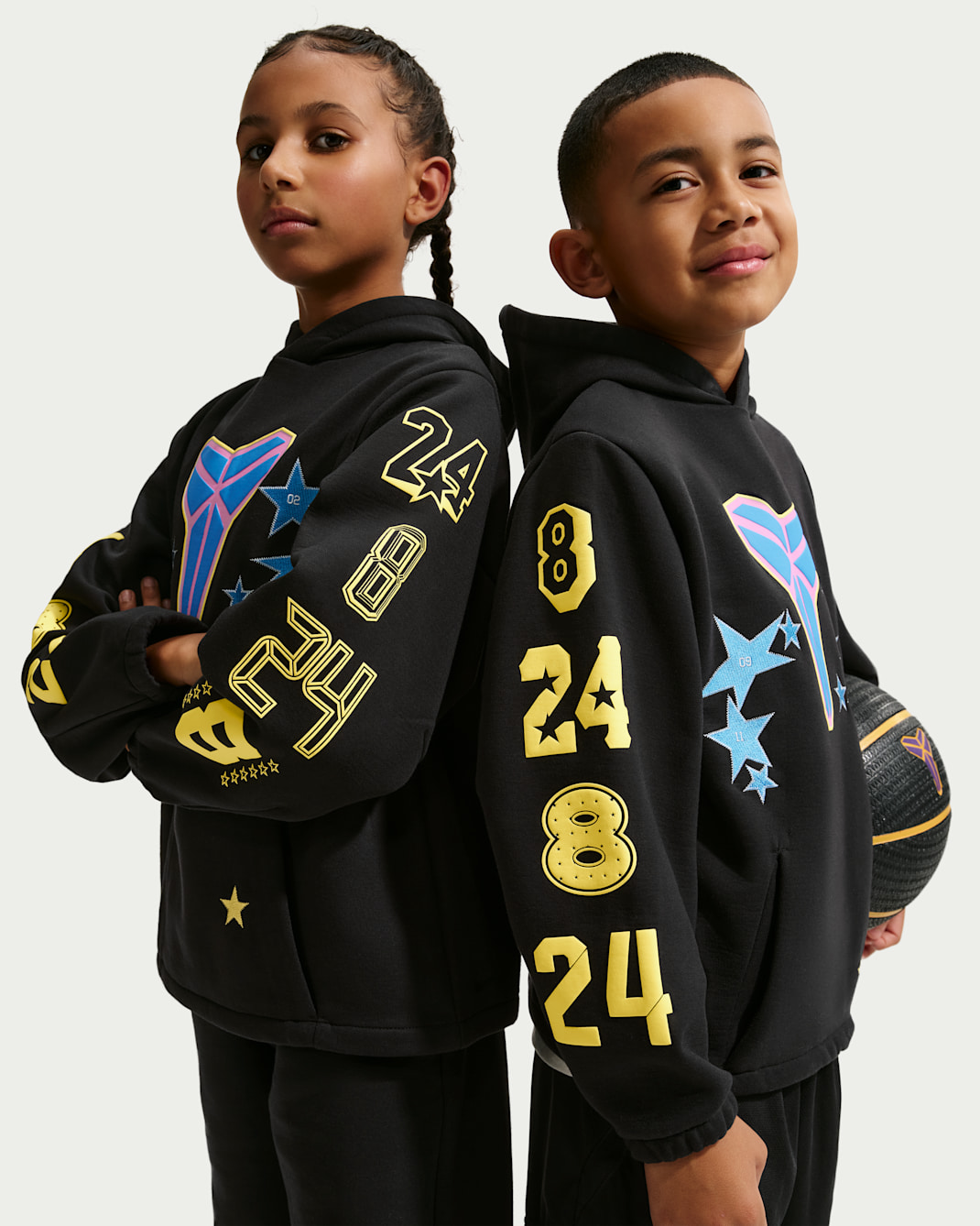 Kobe All-Star Weekend Big Kids' Fleece Basketball Hoodie - Black/Sonic Yellow/Light Photo Blue