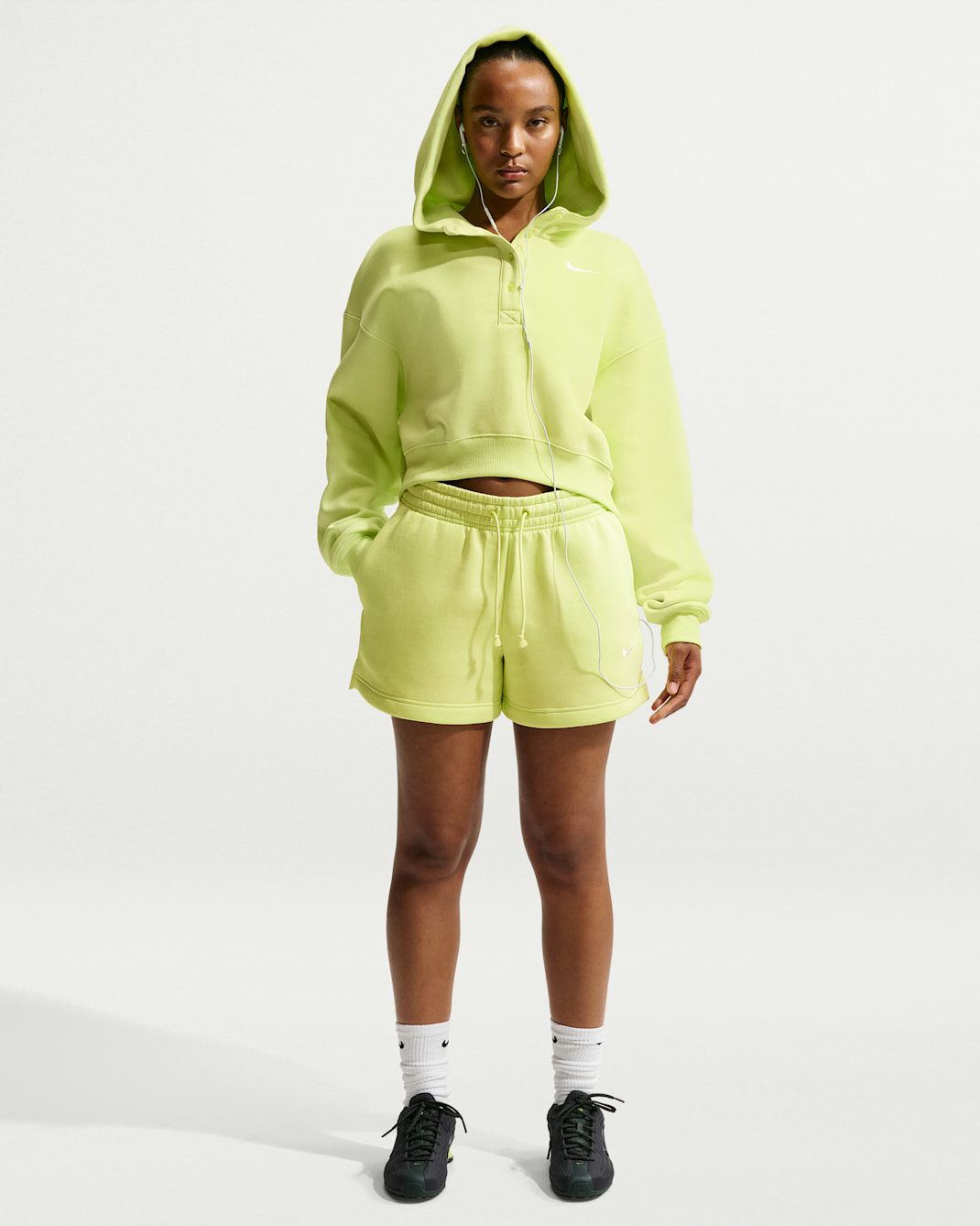 Nike Sportswear Phoenix Fleece Women's Mid-Rise 4" Shorts - Light Lemon Twist/Sail