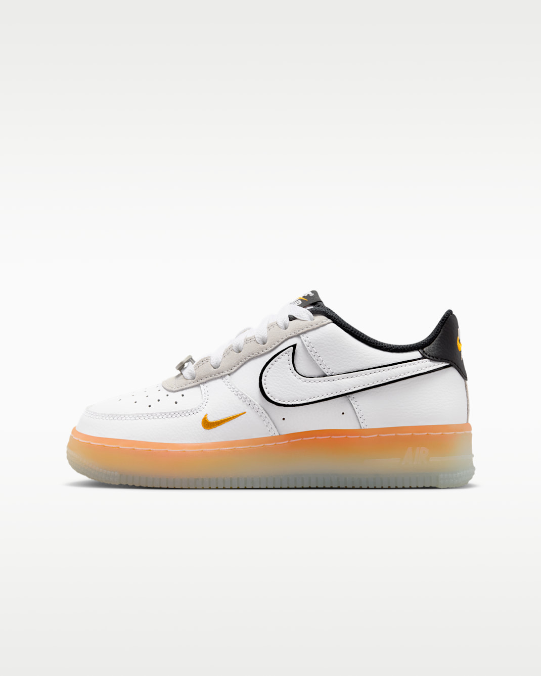 Nike Air Force 1 Big Kids' Shoes - White/Black/Orange Peel/White