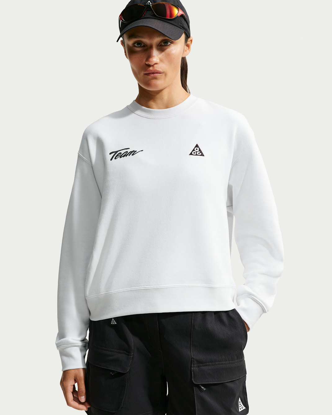 ACG 'Tuff Fleece' Women's Crew-Neck Sweatshirt - Summit White/Black
