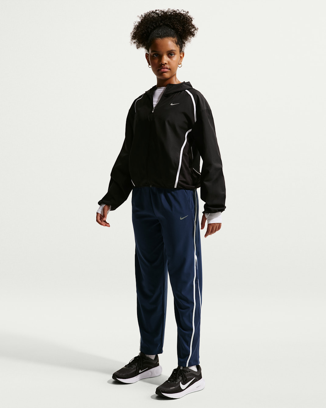 Nike Tempo Big Kids' (Girls') Dri-FIT Mid-Rise 7/8-Length Pants - Midnight Navy/Midnight Navy/White