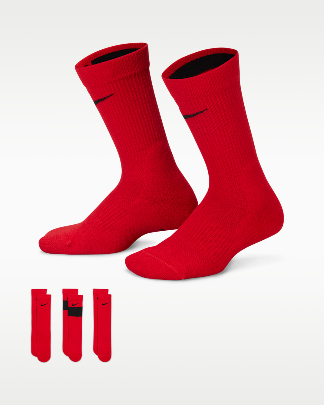 Nike Elite Kids' Basketball Crew Socks (3 Pairs) - University Red/Black