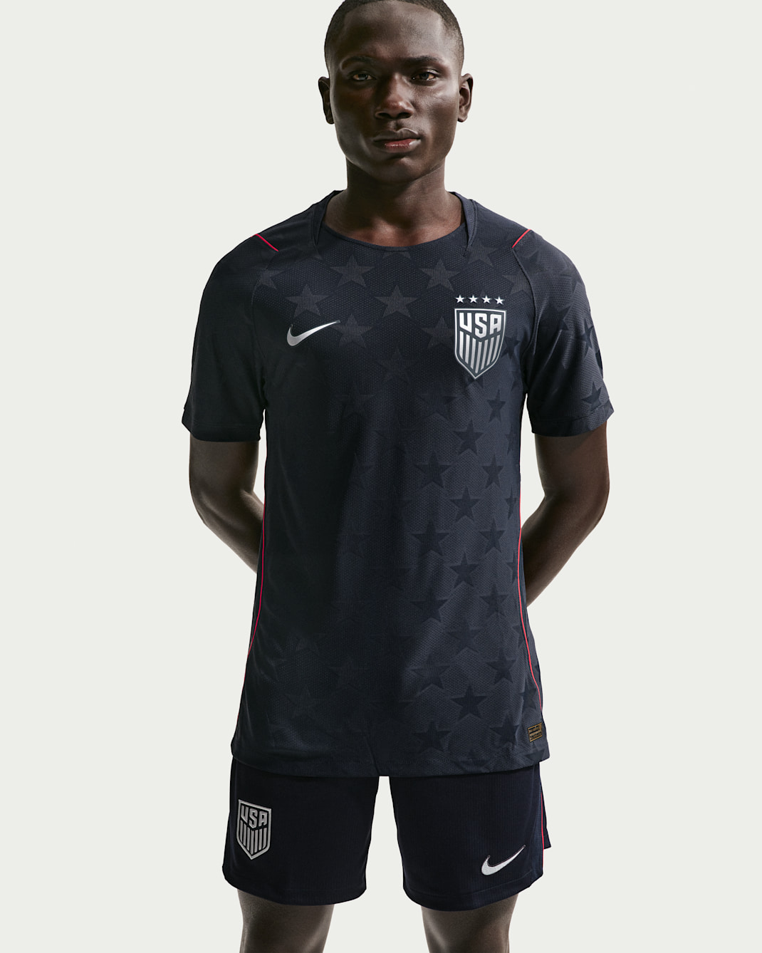 USWNT 2026 Match Away Men's Nike Aero-FIT Soccer Authentic Jersey - Dark Obsidian/Dark Obsidian/University Red/Pure Platinum