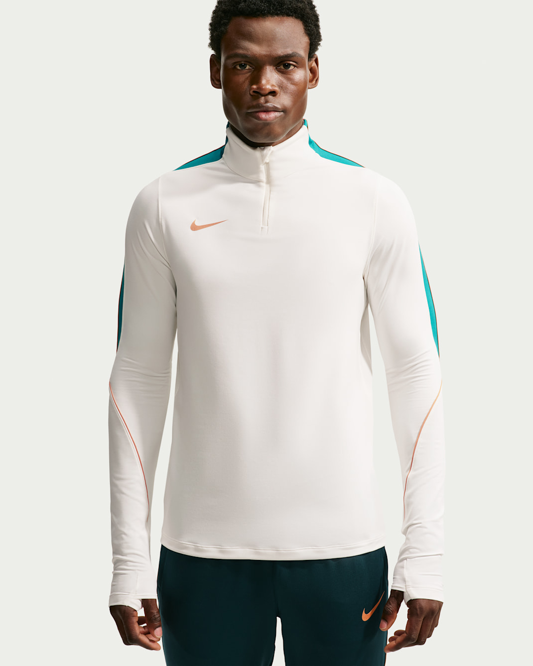 Nike Strike Men's Dri-FIT Soccer Drill Top - Sail/Rio Teal/Elemental Gold/Metallic Gold