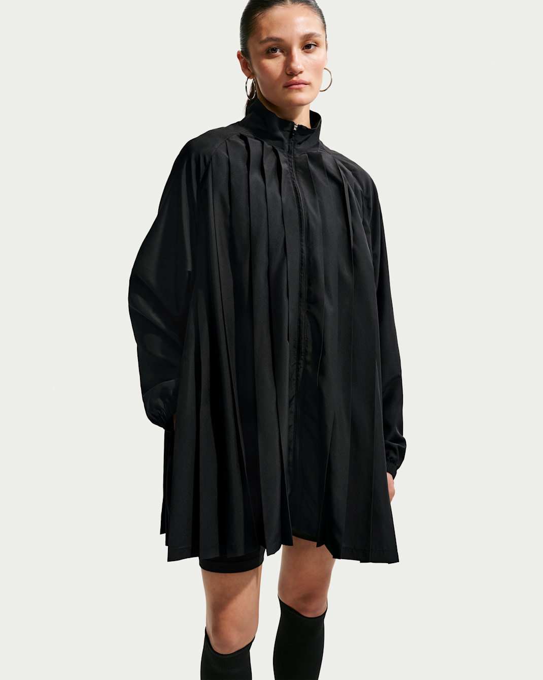 Nike Sportswear oversized mini-jurk met plooien en lange mouwen voor dames - Zwart/Zwart