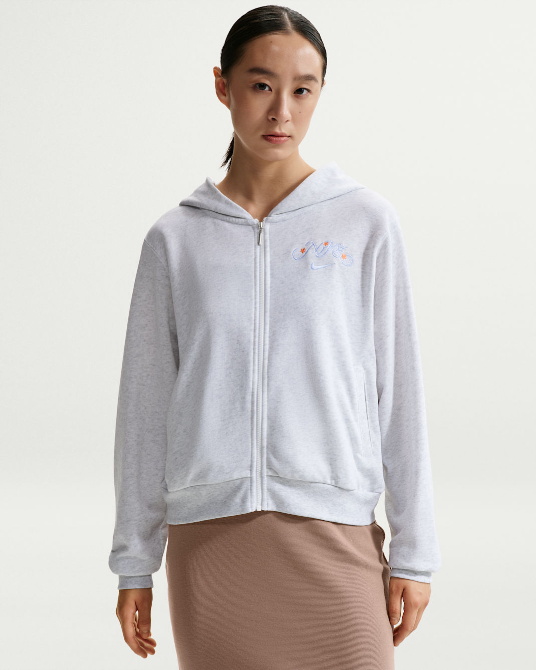 나이키 스포츠웨어 칠 테리 여성 루즈 풀집 프렌치 테리 후디 - 버치 헤더