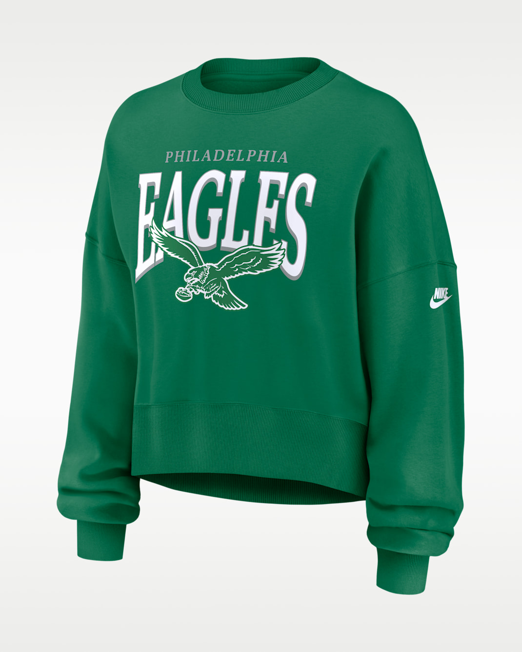 Philadelphia Eagles Rewind Phoenix Women's Nike NFL Oversized Pullover Crew - Kelly Green