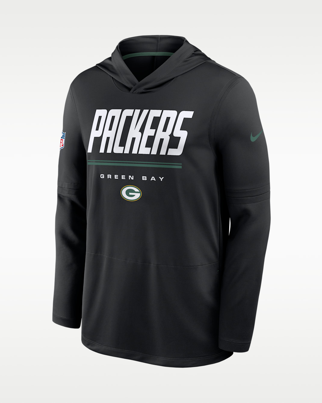 Green Bay Packers Sideline Men's Nike Dri-FIT NFL Long-Sleeve Hooded Top - Black