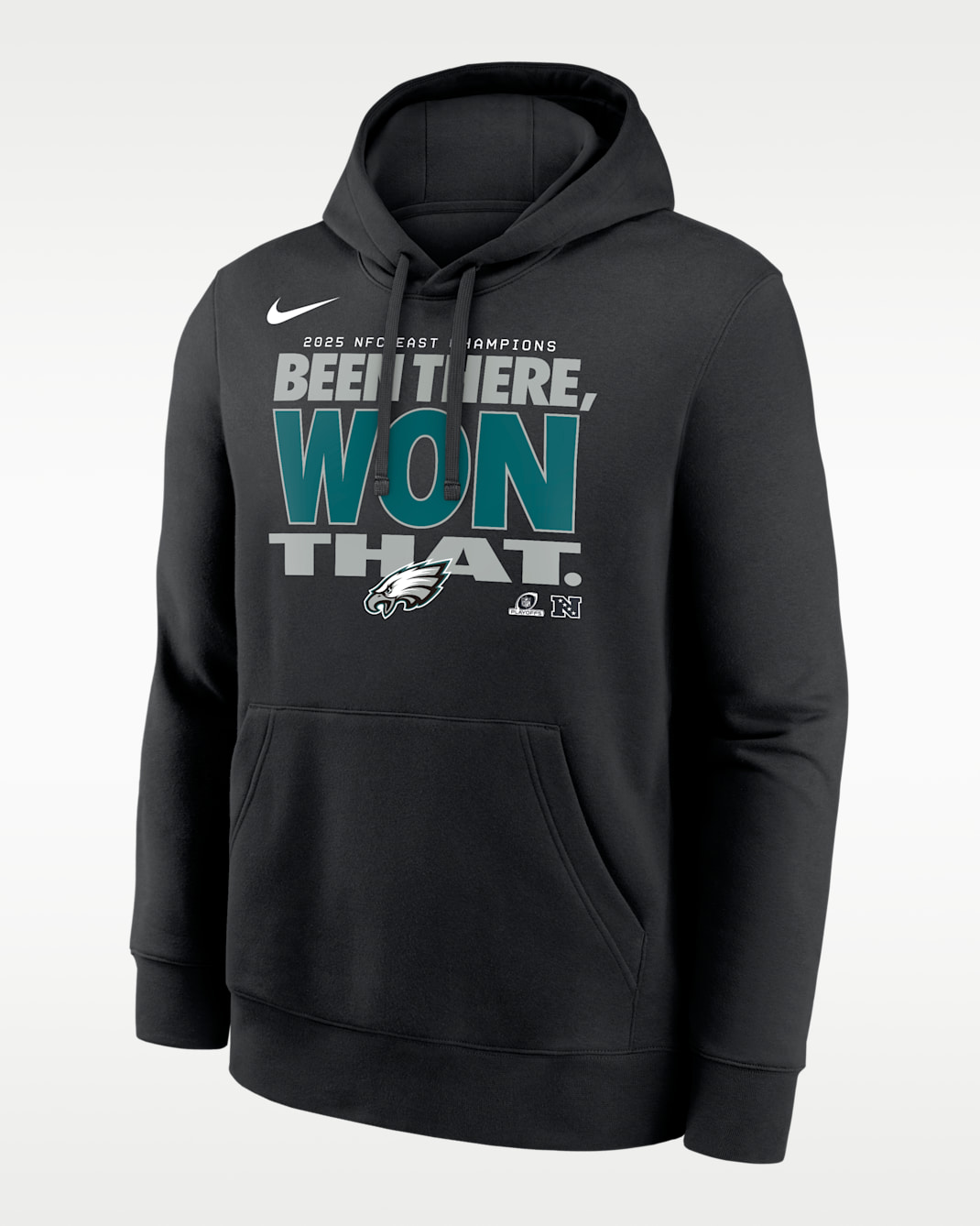 Philadelphia Eagles 2025 NFC East Champions Trophy Men's Nike NFL Pullover Hoodie - Black