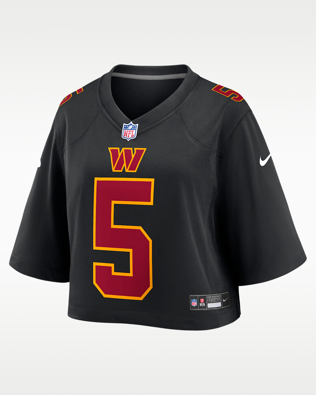 Jayden Daniels Washington Commanders Women's Nike NFL Cropped Tundra Game Jersey - Black