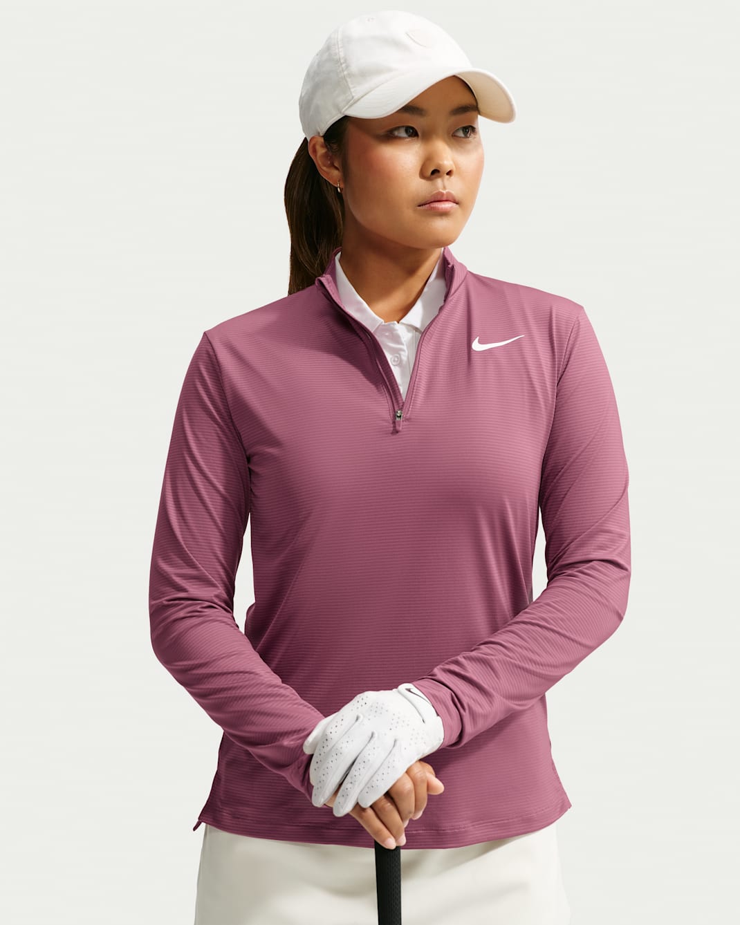 Nike Victory Women's Dri-FIT 1/4-Zip Golf Top - Pink Smoke/White