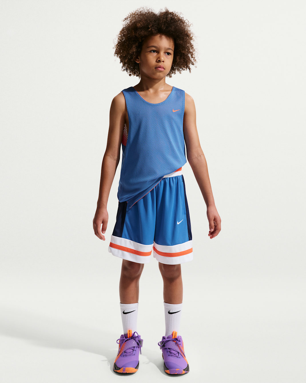 Nike Big Kids' Dri-FIT Basketball Game Shorts - Star Blue/Midnight Navy/White