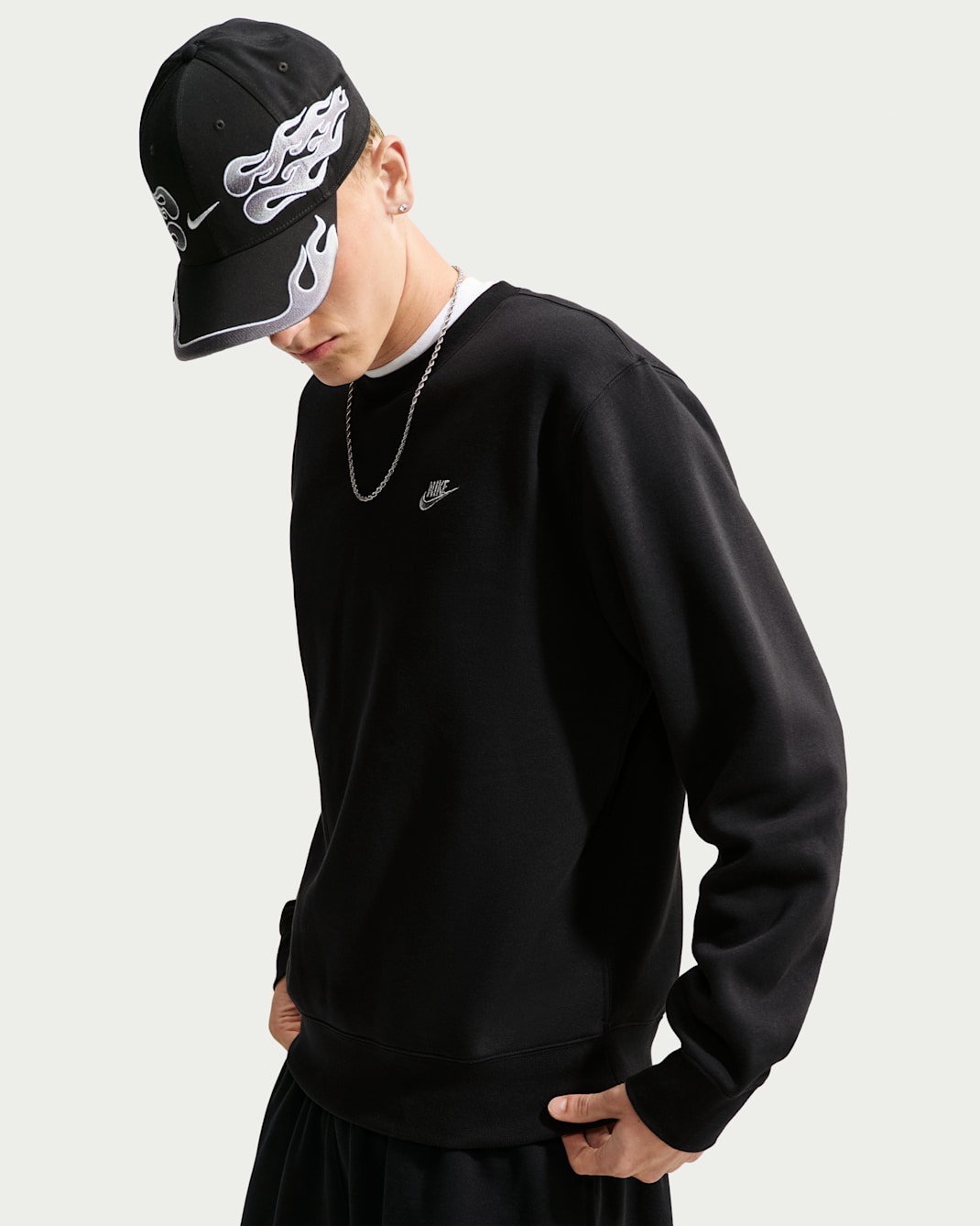 Nike Club Sudadera de tejido Fleece - Hombre - Negro/Plata metalizado