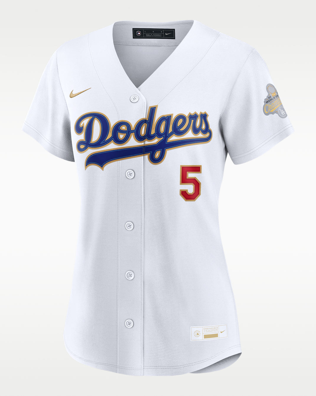 Freddie Freeman Los Angeles Dodgers 2025 World Series Champion Gold Series Women's Nike MLB Stadium Jersey - White