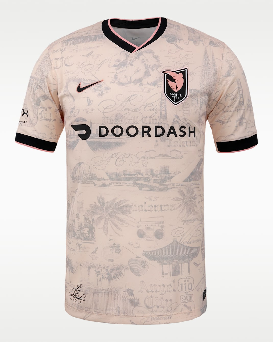 Jersey Nike Dri-FIT de la NWSL Replica para hombre Angel City FC visitante 2025 Stadium Alyssa Thompson - Rosa suave claro/Gris atmósfera