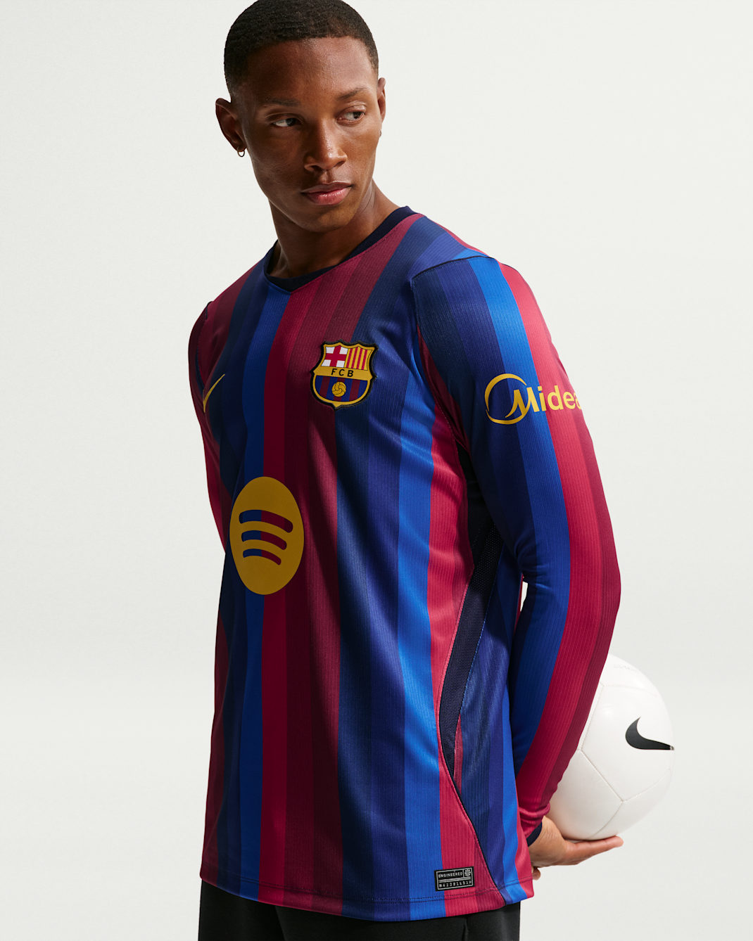 Maglia replica da calcio a manica lunga Nike Dri-FIT FC Barcelona 2026/27 Stadium da uomo – Home - Deep Garnet/Blue Void/Blackened Blue/Mineral Yellow