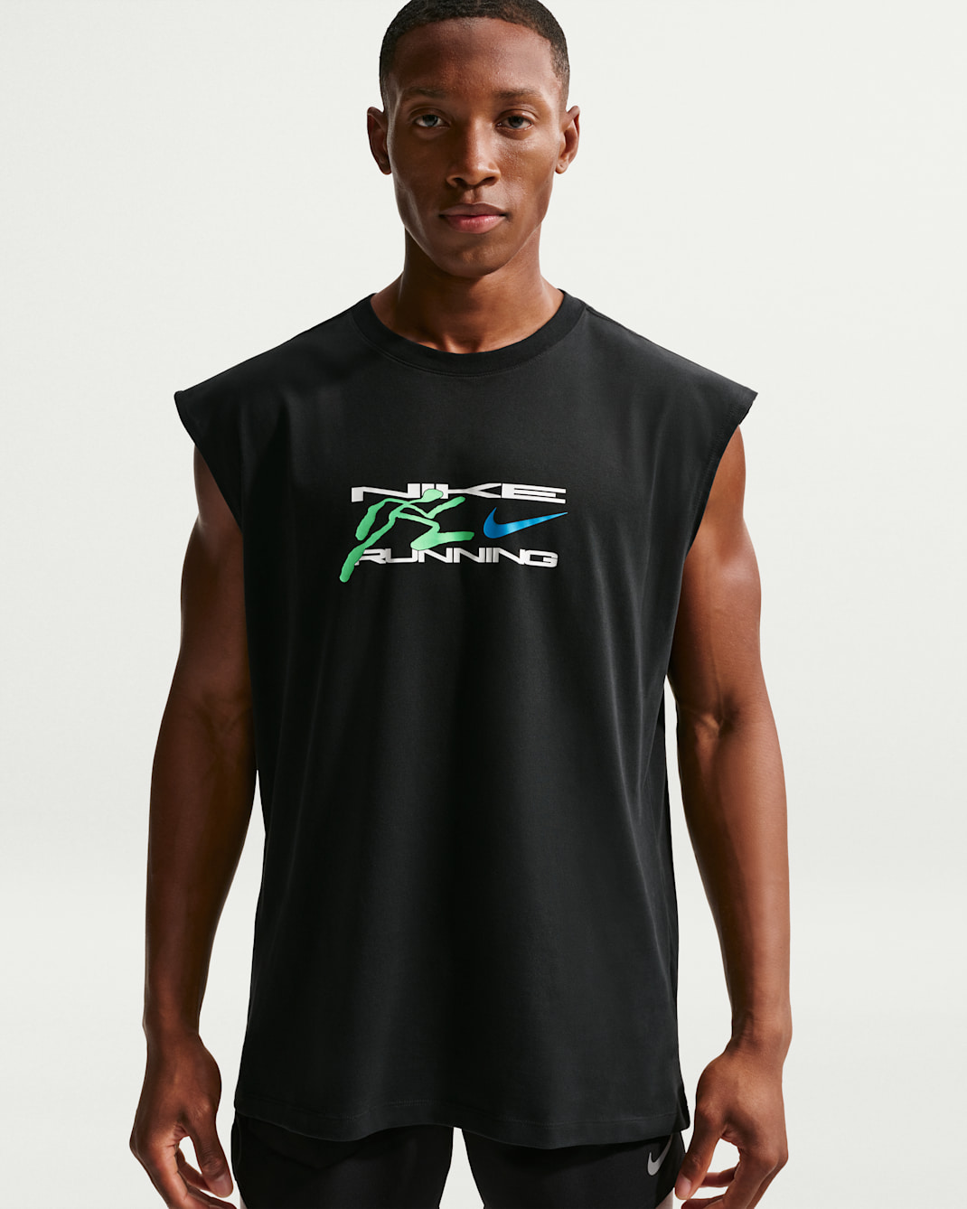 Nike Men's Dri-FIT Sleeveless Running T-Shirt - Black
