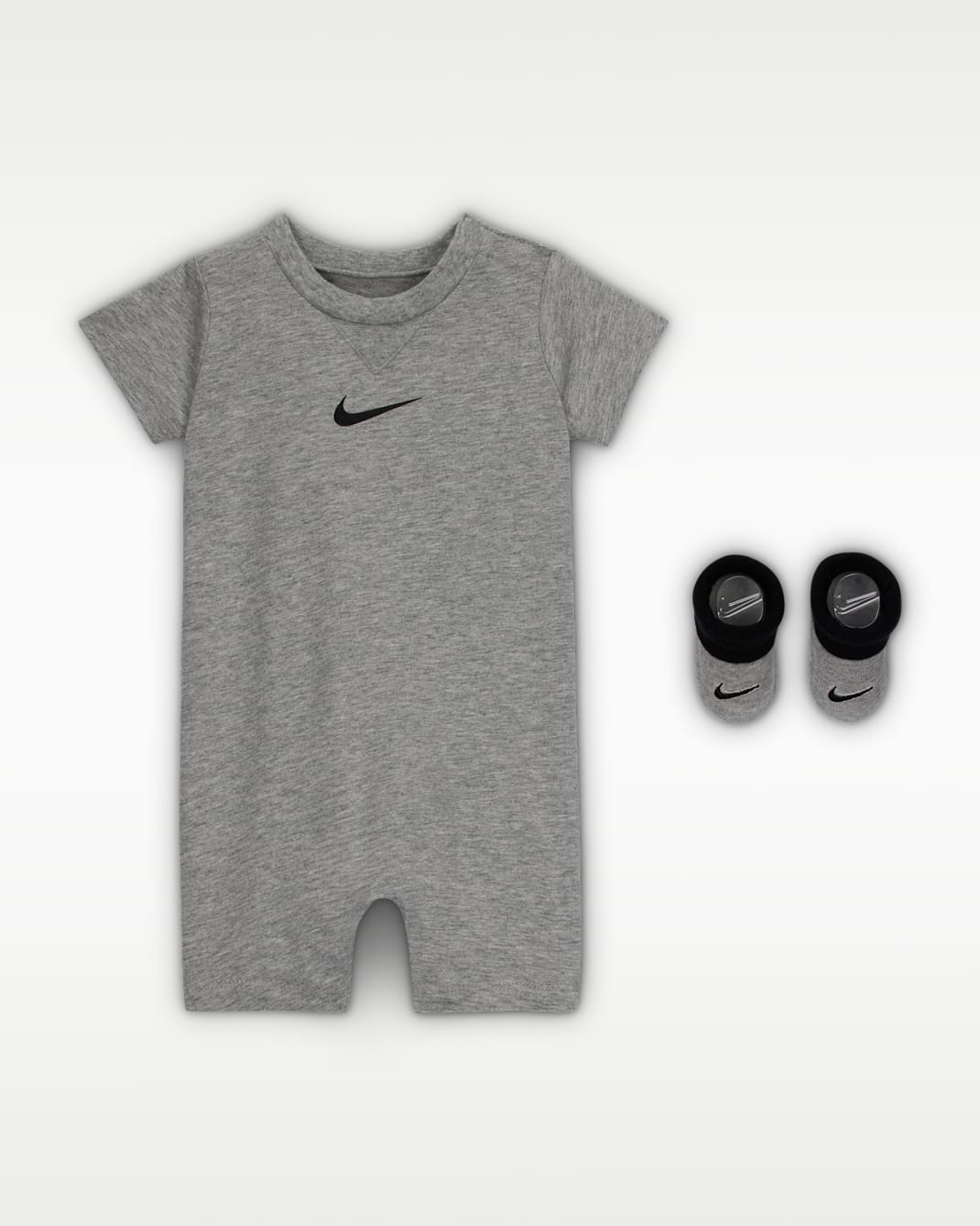 Nike Baby Essentials Baby Romper and Booties Set - Dark Grey Heather