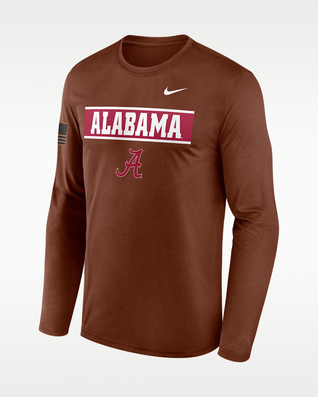 Playera de manga larga universitaria Nike Dri-FIT para hombre Alabama 2026 Military Appreciation Legend - Marrón