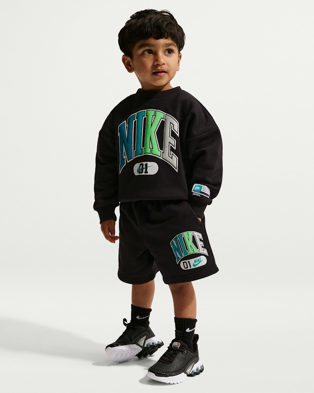Sudadera de cuello redondo de tejido Fleece Multisport infantil Nike Sportswear - Negro