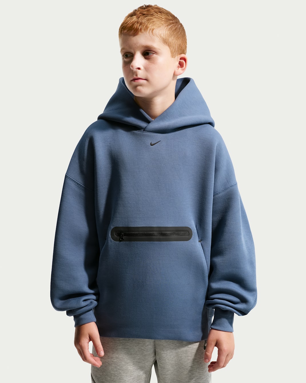 Sweat à capuche oversize Nike Sportswear Tech Fleece pour ado (garçon) - Diffused Blue/Noir