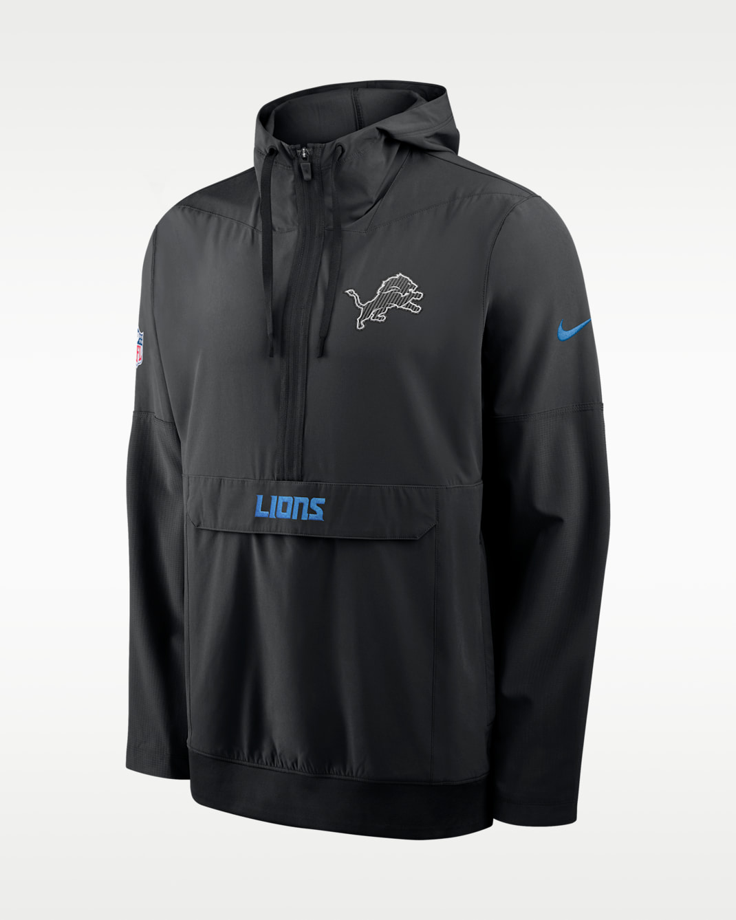 Detroit Lions Rivalries Collection Sideline Anorak Men's Nike NFL 1/2-Zip Hooded Jacket - Black