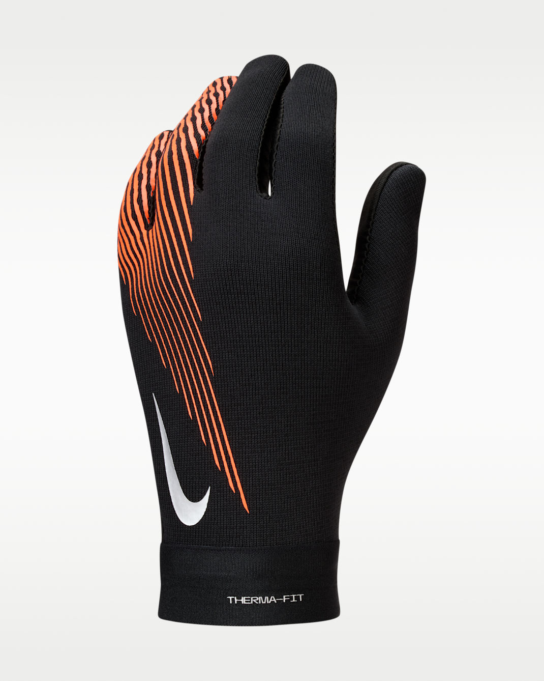 Gants de foot Therma-FIT Nike Academy - Noir/Hyper Crimson/Metallic Silver