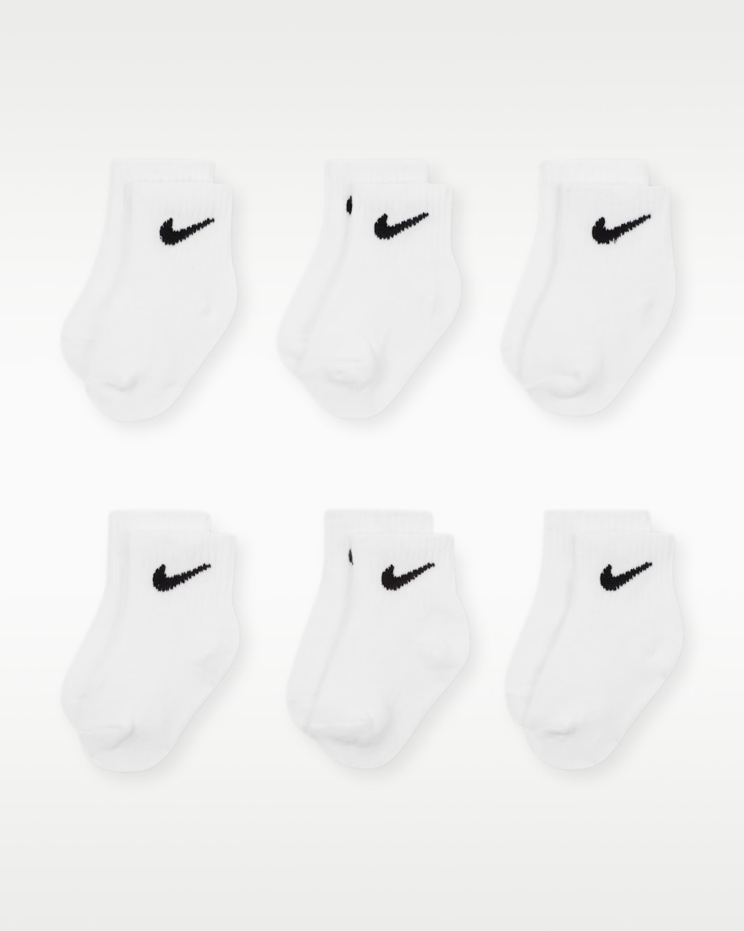 Nike Swoosh Baby/Toddler Ankle Socks (6 Pairs) - White