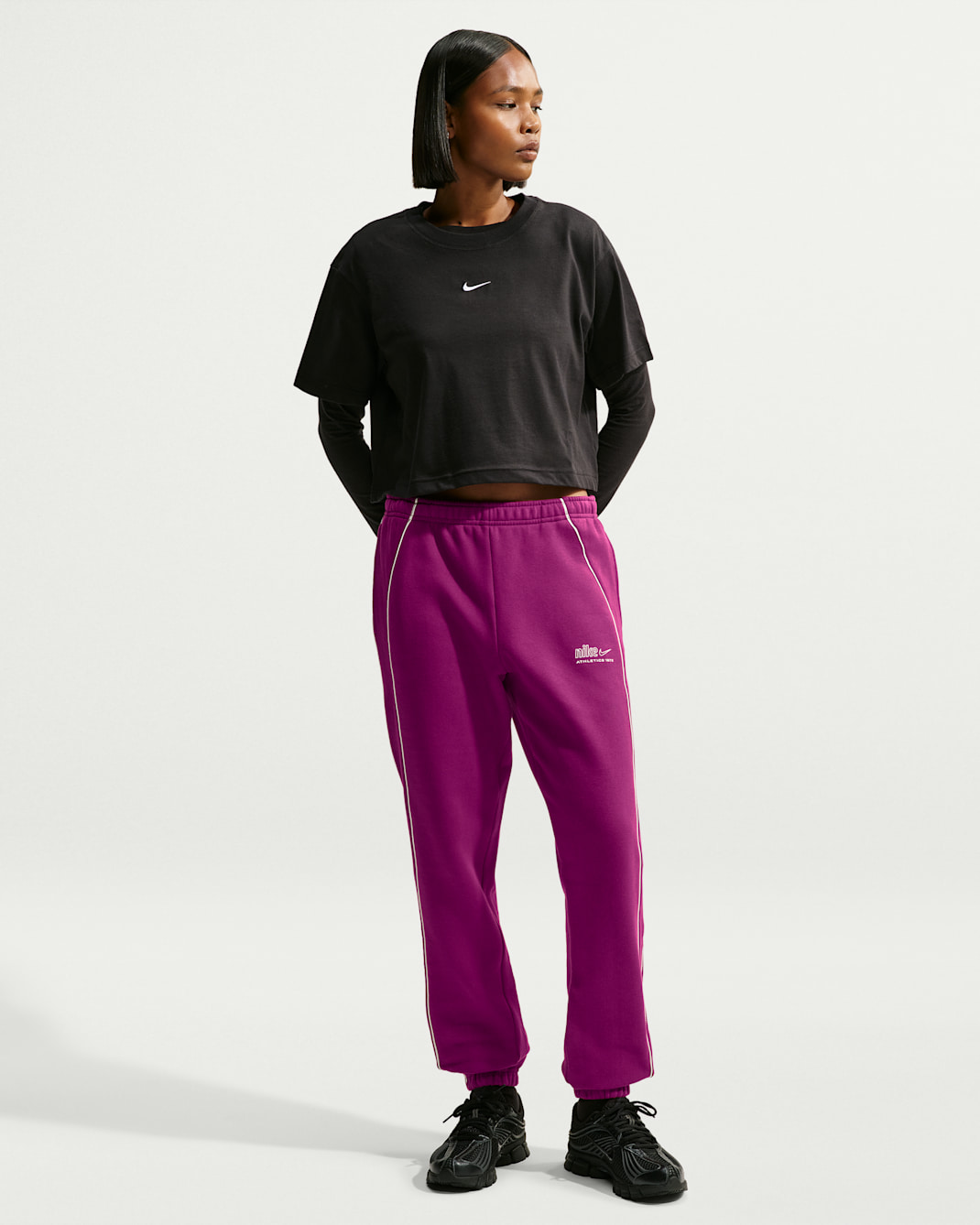 Nike Studio Fleece Medium Weight Women's Mid-Rise Cuffed Pants - True Berry/Sail