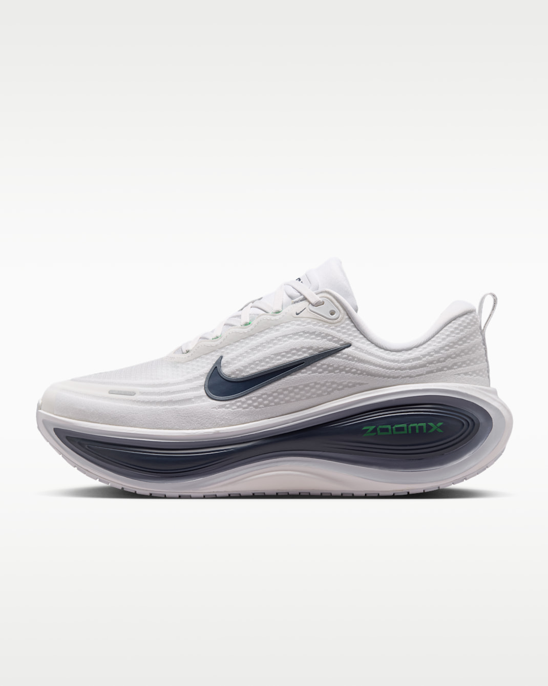 Tenis de correr en pavimento para hombre (anchos) Nike Vomero Plus - Blanco/Verde chispa/Índigo mundial/Azul marino medianoche