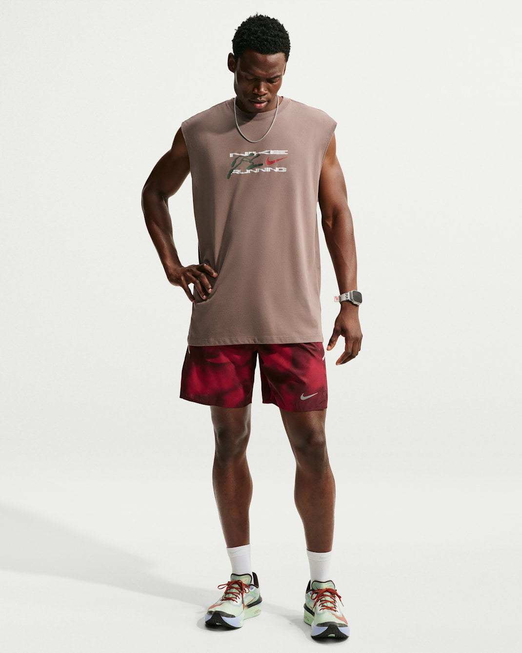 Nike Miler Men's Dri-FIT 7" Brief-Lined Printed Running Shorts - Light Crimson