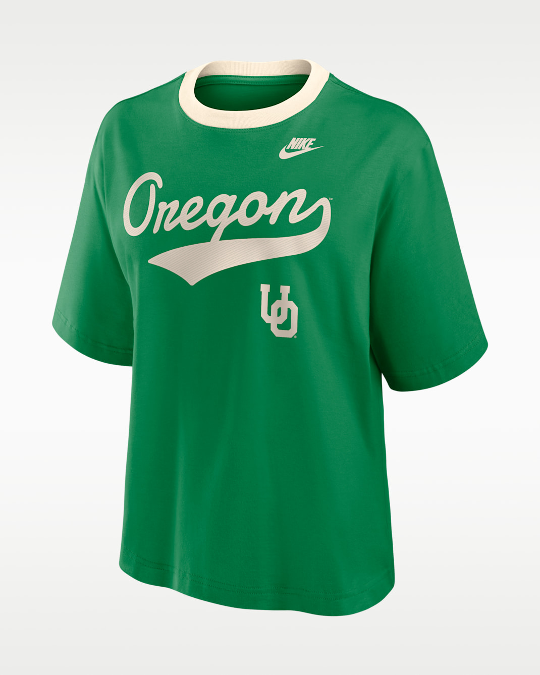 Oregon Legacy Fight Song Boxy Women's Nike College T-Shirt - Apple Green/Natural