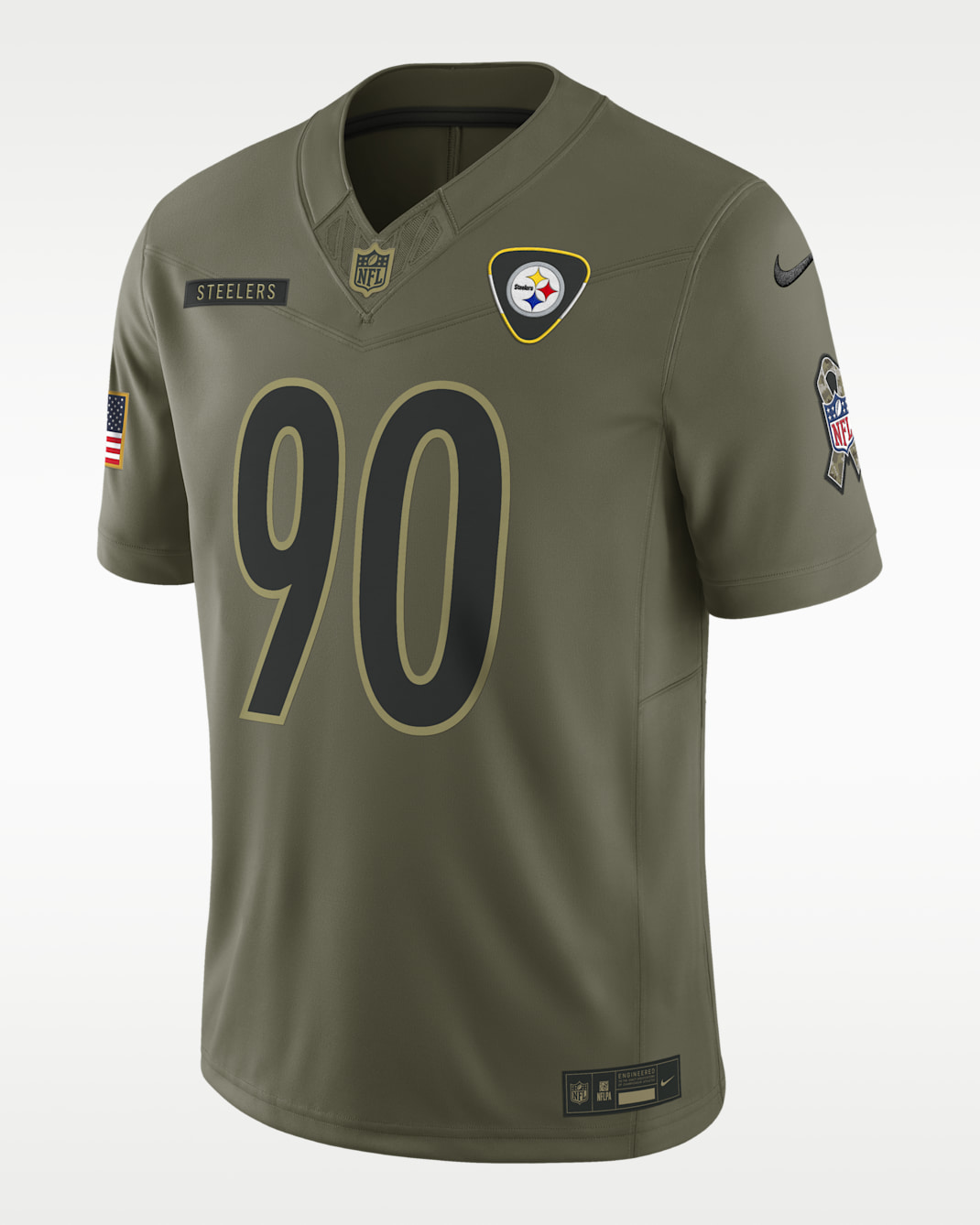 T.J. Watt Pittsburgh Steelers Salute to Service Men's Nike Dri-FIT NFL Limited Jersey - Olive