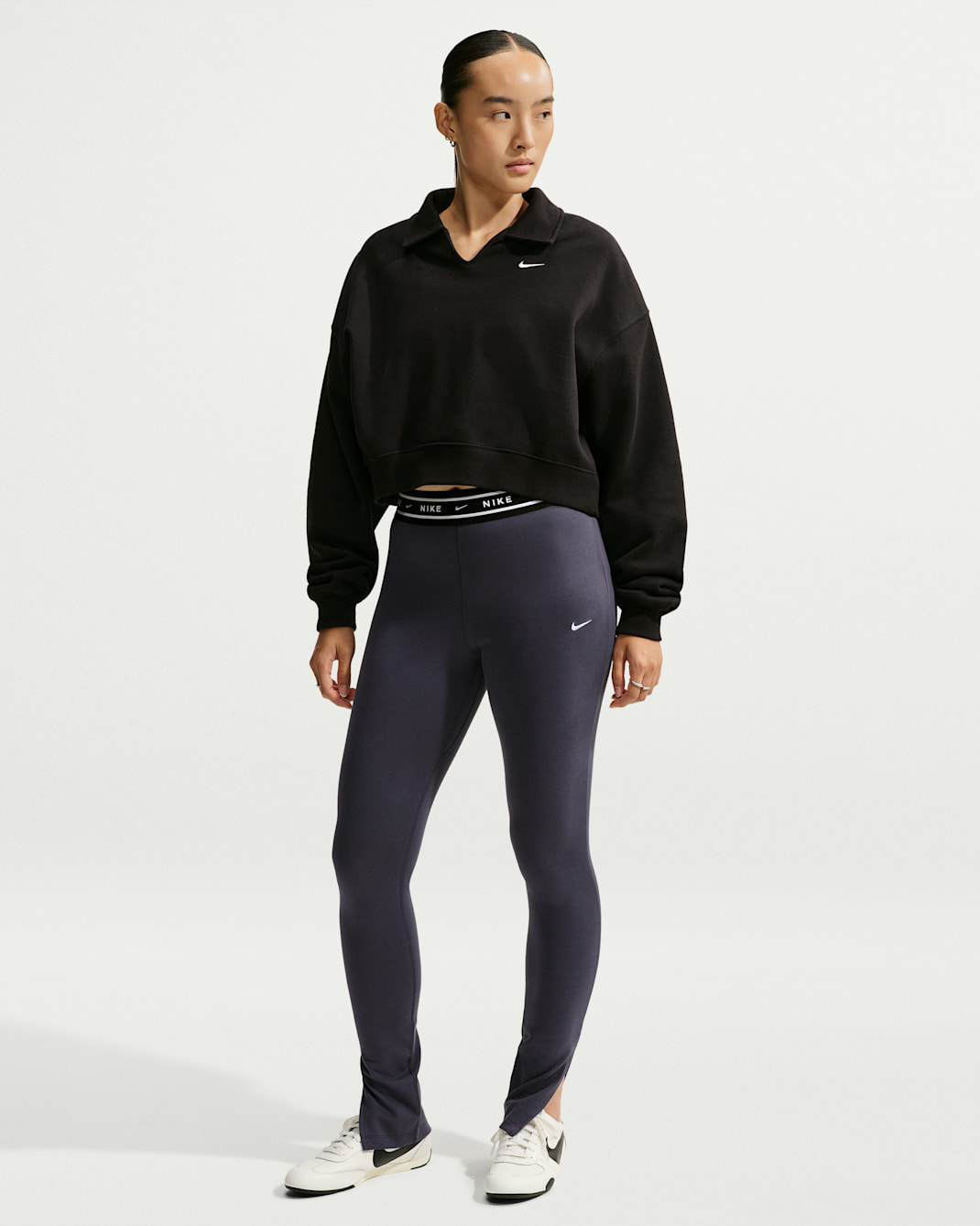 Nike Sportswear Chill Knit Women's High-Waisted Open-Hem Leggings - Gridiron/White
