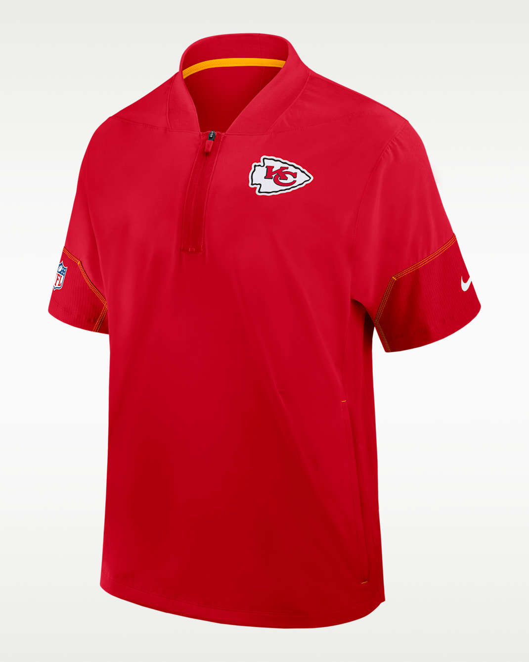 Kansas City Chiefs Sideline Coach Men's Nike NFL 1/2-Zip Short-Sleeve Hooded Jacket - Red