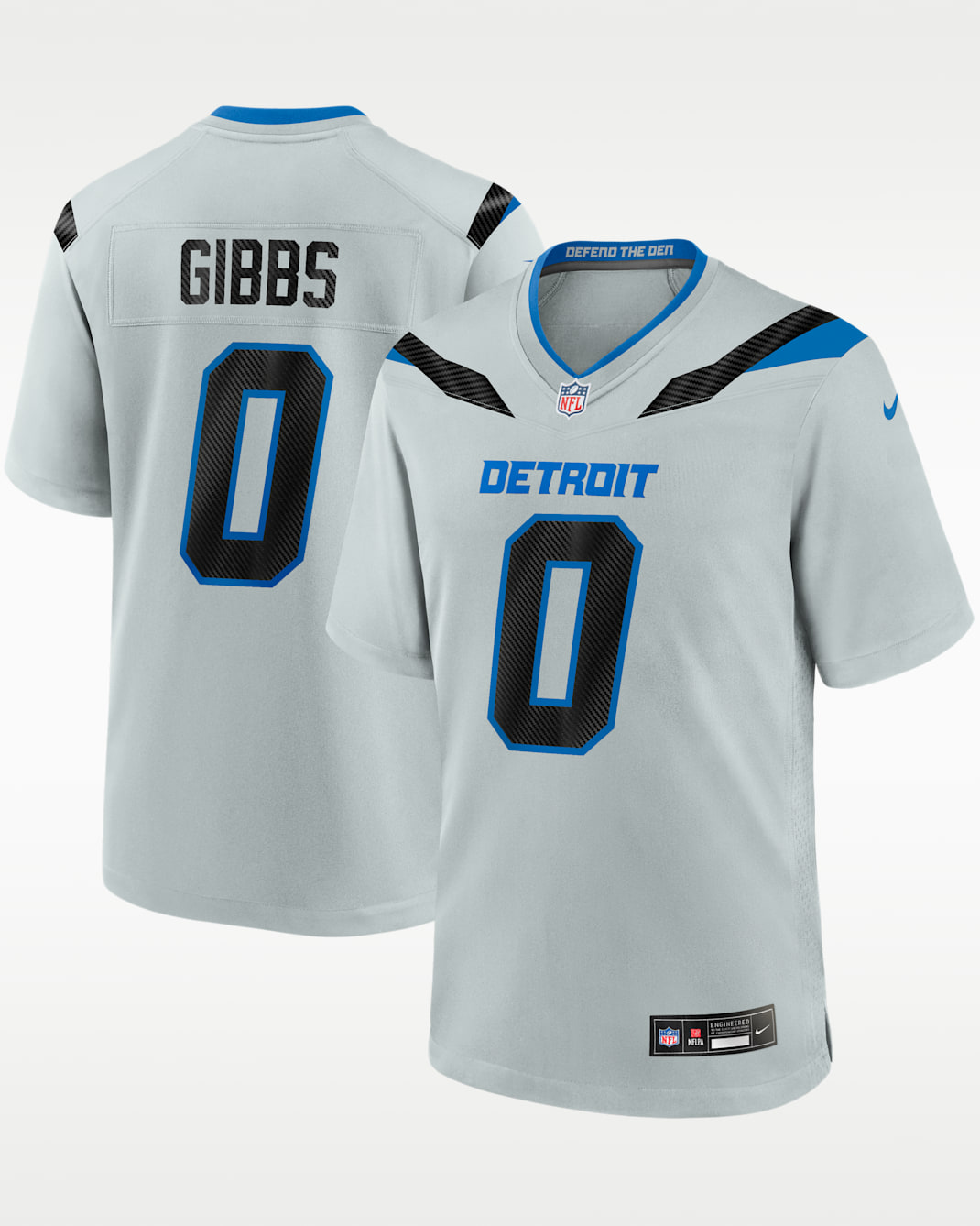 Jahmyr Gibbs Detroit Lions Rivalries Collection Men's Nike NFL Game Jersey - Silver