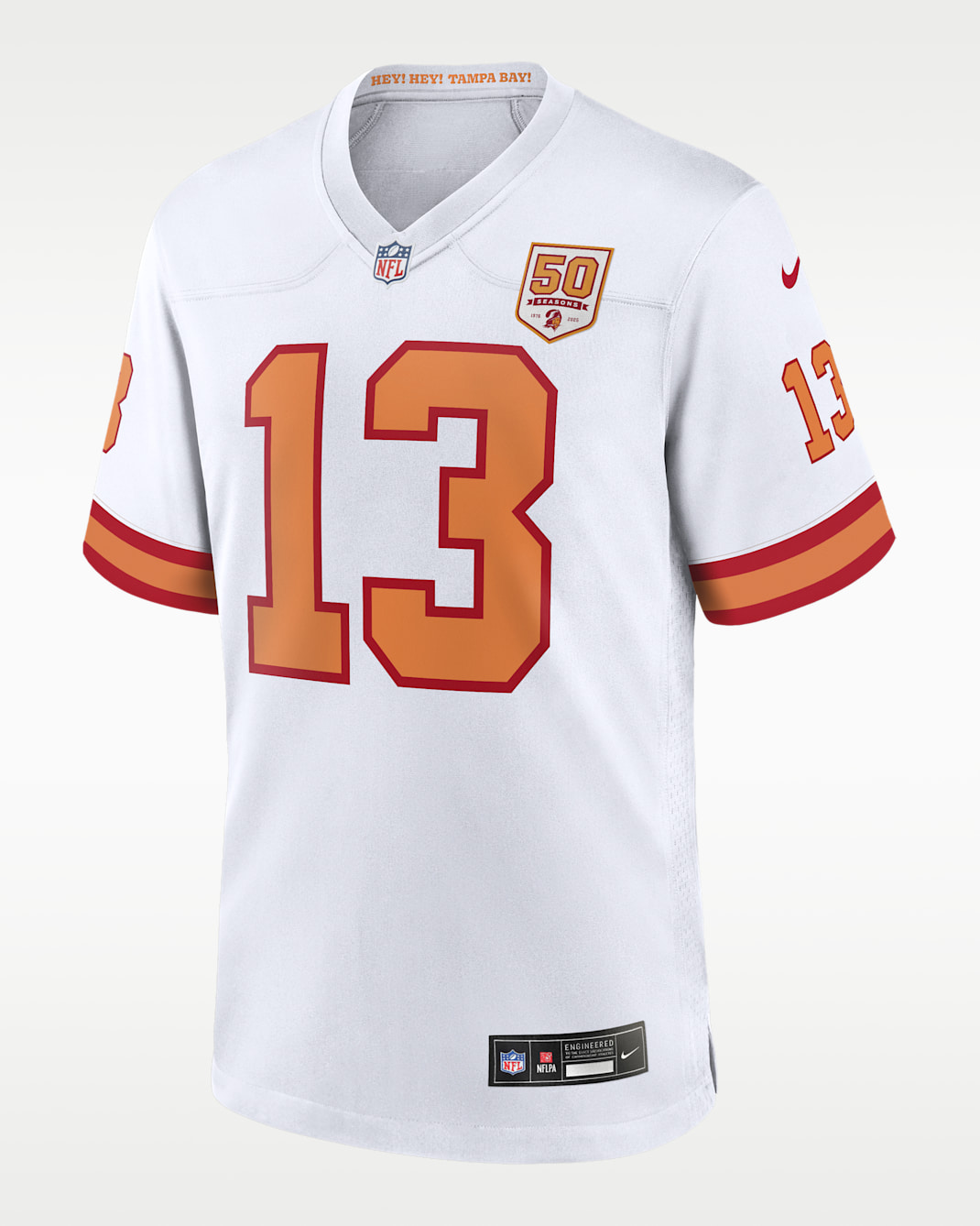 Jersey Nike de la NFL Game para hombre de Mike Evans de los Tampa Bay Buccaneers 50th Season - Blanco