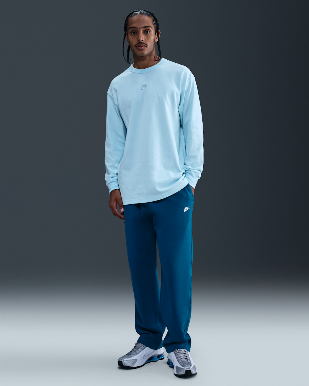 Nike Club Men's Open-Hem Fleece Pants - Green Abyss/Green Abyss/White